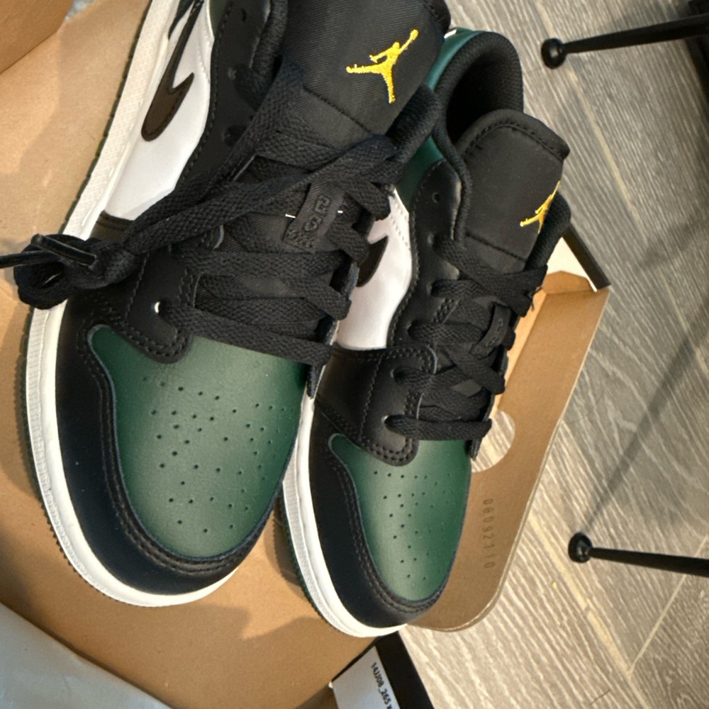 Jordanz Kid's Black, Green, and Yellow Sneakers
